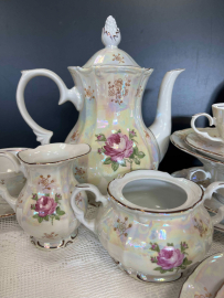 Чайный сервиз "Роза" Kahla GDR. Фарфор, перламутр, деколь, золото. Цена за 21пр. Картинка 3